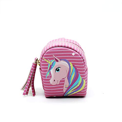 Pink Stripy Unicorn Design Coin Purse