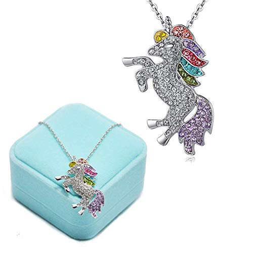 Unicorn Pendant Necklace | Rainbow Crystals | For Girls | Gift 