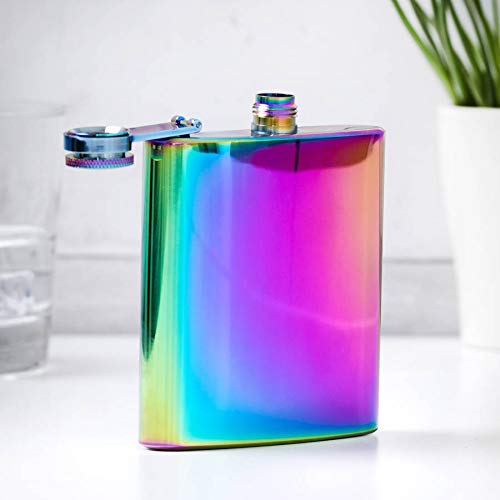 Unicorn Travel Hip Flask | Iridescent Rainbow Coloured | Stainless Steel 6oz