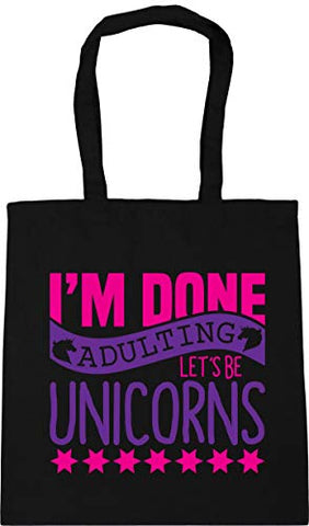 Let's Be Unicorns Quote Tote Shopping/Gym/Beach Bag | Black