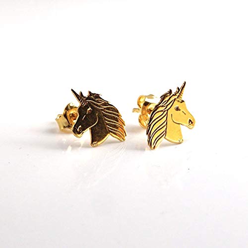 Gold Unicorn Stud Earrings 