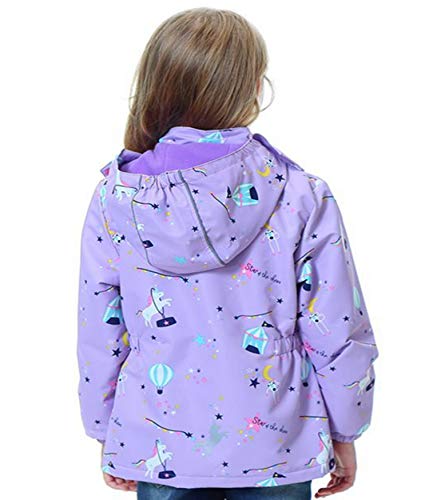 Girls Unicorn Waterproof Jacket Purple 