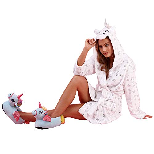 Loungeable Adults Silver Star Unicorn Robe - Large