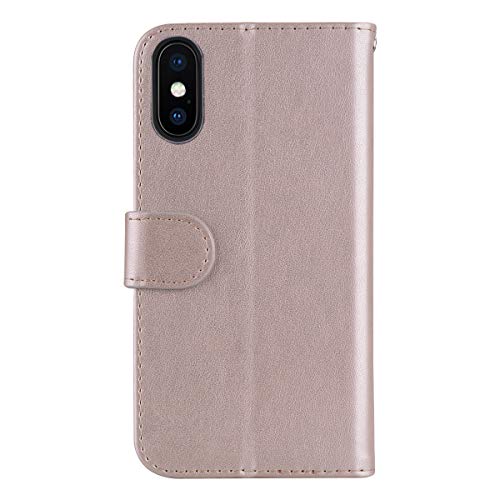 iPhone X Case, iPhone XS Case, Ailisi [Rainbow Unicorn] Premium Leather Flip Wallet Phone Case Anti-Scratch Magnetic Protective Cover with TPU Inner, Card Slots, Folding Stand–iPhone X/XS, Gold