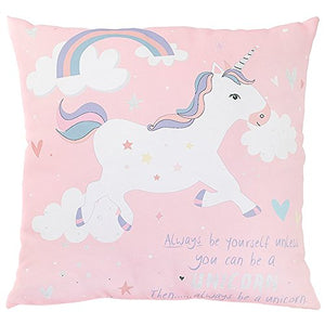 Beautiful unicorn cushion for girls room, with pastels and pinks. 40x40cm.