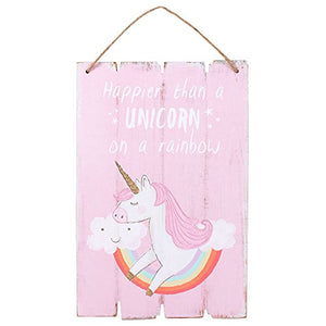 Happier Than A Unicorn On A Rainbow Magical Bedroom Plaque Sign