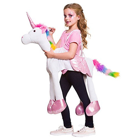 Unisex Kids Ride on Fantasy Rainbow Unicorn Animal | Fancy Dress Costume