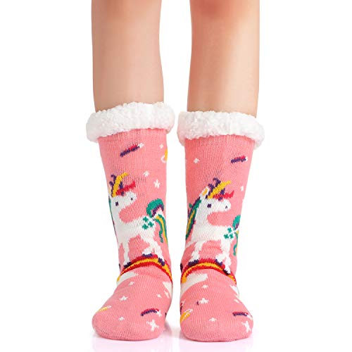 Cute Pink Unicorn Slipper Socks For Girls