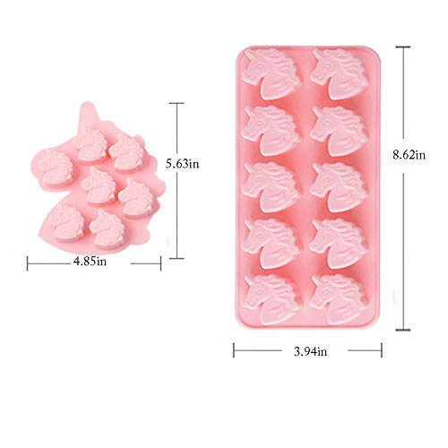 Unicorn Head Silicone Mold Trays for Chocolate, Hard Candy, Ice Cube, Jelly, Cake Baking - 2 Pack