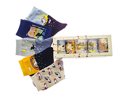 Unicorn Socks - Funky My Story Womens Socks - 5 Pack Socks Gift Box Size 4-8 (4-8, Enchanted Unicorn Stories)