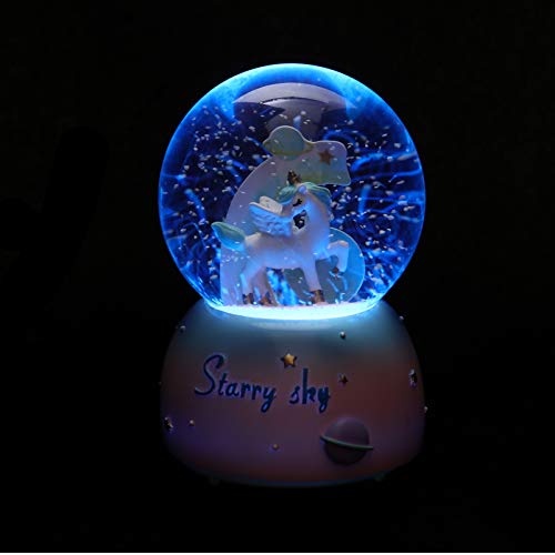 Unicorn Light Up Unicorn Music Box | Snow Globe | 12cm x 8cm 