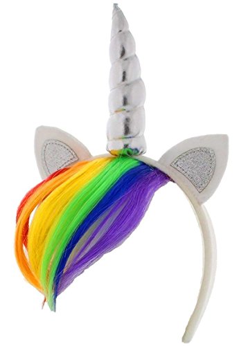 Unicorn Headband With Horn Bright Coloured Wig Hair 
