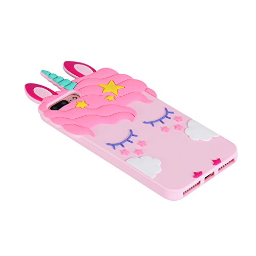 Liangxuer Pink Unicorn Case for iPhone 8/7/6/6S 4.7",Soft 3D Silicone Cute Animal Rubber Cover,Kawaii Cartoon Gel Girls Kids Cases.Fun Character Shockproof Protector Skin for iPhone8/7/6