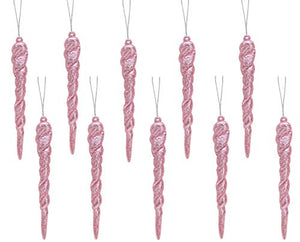 Christmas Concepts® | 12cm Glitter Icicle Decorations | Christmas Tree Xmas Decorations | Pink