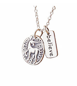 unicorn charm necklace with motivation quote