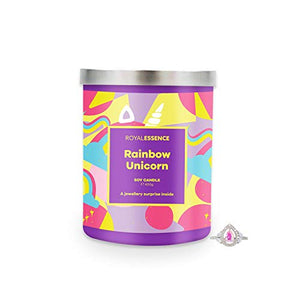 Royal Essence Rainbow Unicorn Candle With Surprise Ring Inside | Soy Candle 