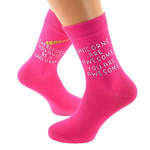 Ladies Hot Pink Unicorn Gift Socks | Novelty