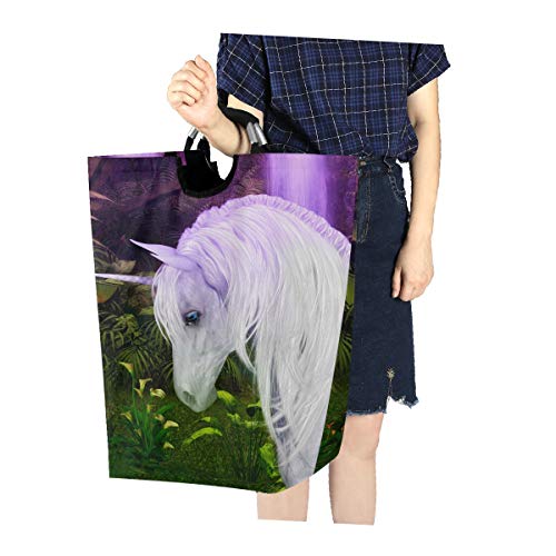 Unicorn Storage Bag with Handles, Green, Purple, White
