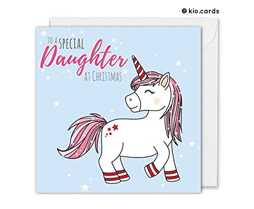 Daughter Christmas Card | Glitter Unicorn Christmas Card | Magical Christmas Gift