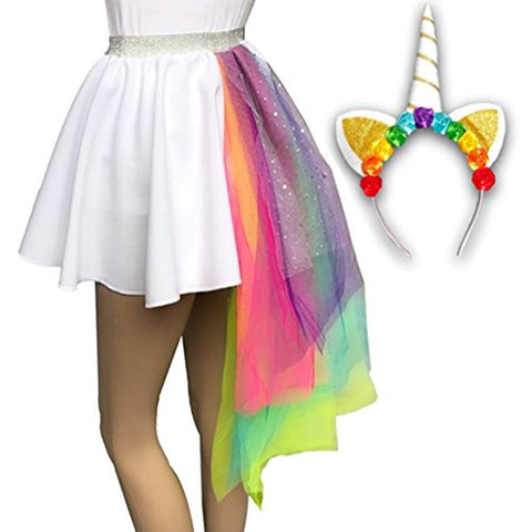 Women's Adult Unicorn Skirt | Costume Headband Fancy Dress 