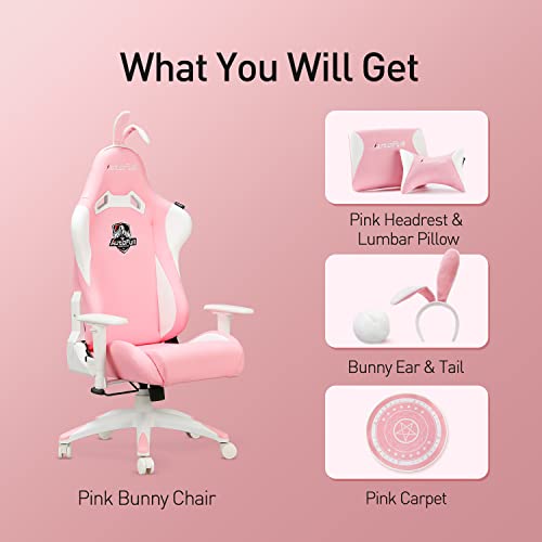 AutoFull White & Pink Gaming Chair | For Girls 