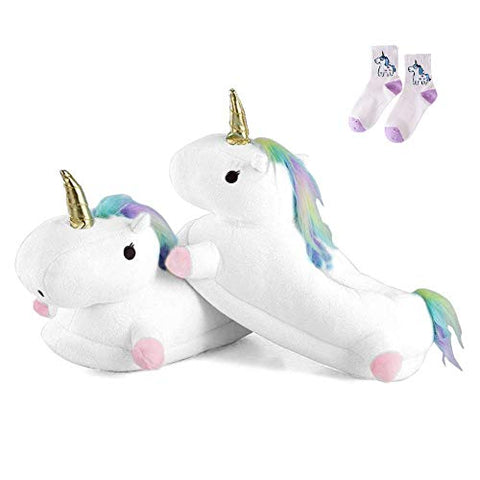 Unicorn Plush Slippers | Soft Fluffy For Women | Ladies 
