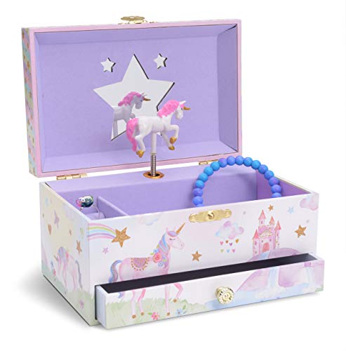 Pastel Coloured Unicorn Musical Jewellery Storage Box with Pull-out Drawer