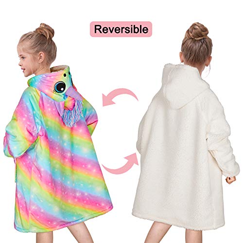 Unicorn Rainbow Hooded Blanket Multicoloured Kids – All Things