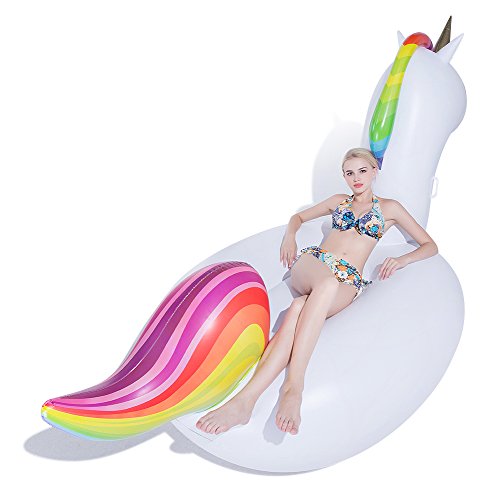 Giant Inflatable Unicorn Pool Float, Inflatable Float Toy with Rapid Valves - 275x140x120cm