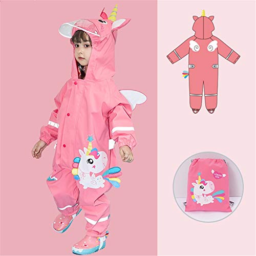 Pink Girls Hooded Unicorn Puddle Suit Waterproof 