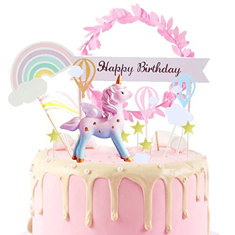 Unicorn Happy Birthday Cake Topper - Chain Valley Gifts