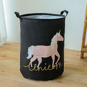 Unicorn Storage Basket, Black, Gold, Pink