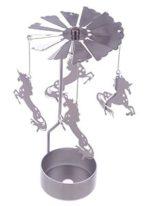 Unicorn Design Metal Tea Light Spinner | Silver 