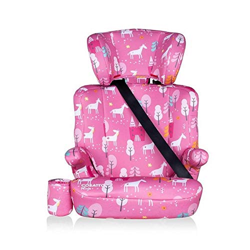 Children's High Back Booster Car Seat Pink Unicorn Land