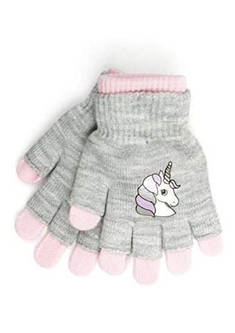 Magic Unicorn Gloves | Grey & Pink | 2 In 1 Thermal 
