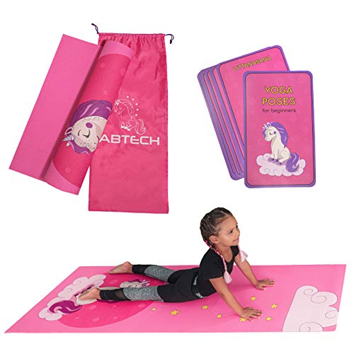 Kids Yoga Mat Set | Unicorn Yoga Mat For Girls | Carrier Bag With Strap | Pink | Ages 4-12