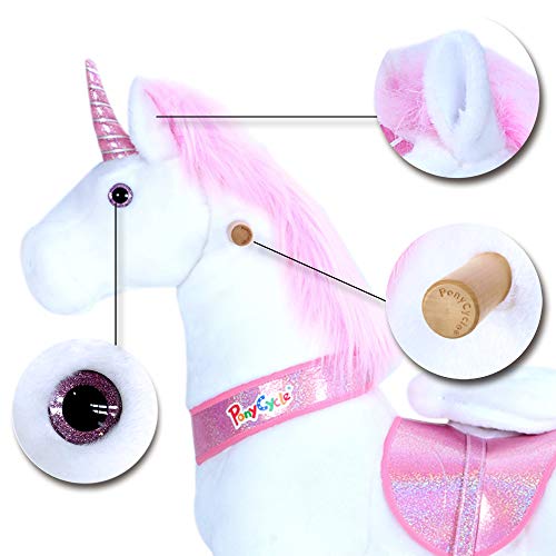 White & Pink Unicorn For Girls Ride On Toy  
