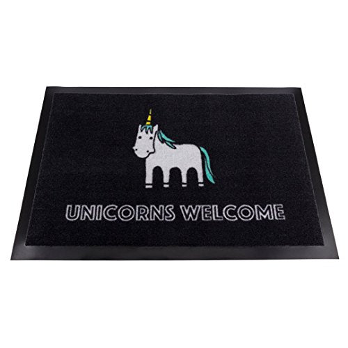Fun Black Unicorn Doormat “Unicorns Welcome”