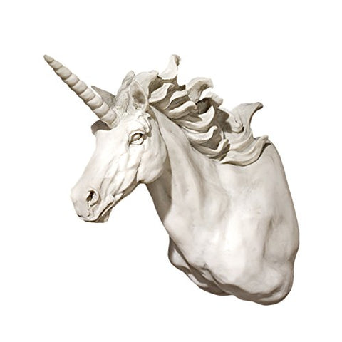 Design Toscano Alicorn Unicorn Horse Trophy Wall Sculpture, Polyresin, Antique Stone, 33 cm