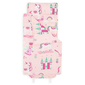 Magic Unicorn, Fairy Princess & Enchanted Castle Toddler Nap Mat | Includes Pillow, Mat and Blanket | Bloomsbury Mill