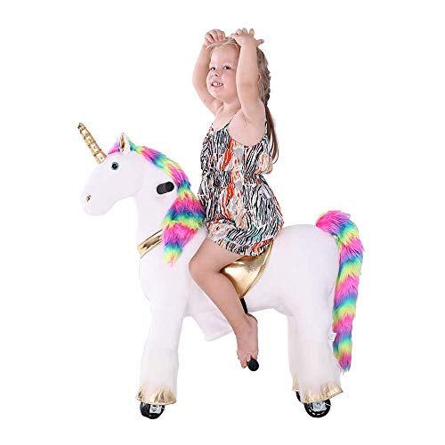Rainbow Ride On Pony | Walking Unicorn Plush Toy For Children 