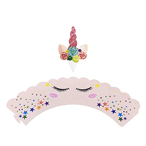 Unicorn Cupcake Topper Cases Wrapper Decorations - Pack of 24
