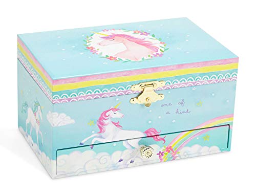 Turquoise unicorn jewellery box girls