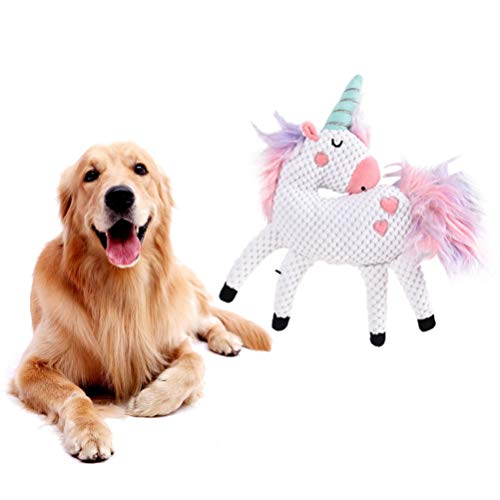 Cute Unicorn Dog Toy White & Pink 