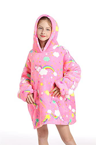 Girls Soft Fleecy Unicorn Oversized Hoodie 