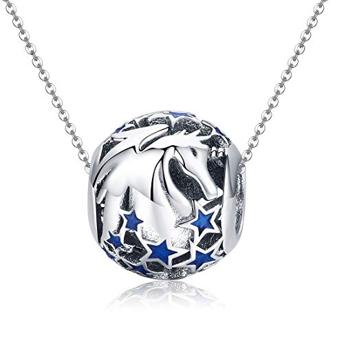 Stunning Unicorn Ball Charm | Silver & Blue Enamel