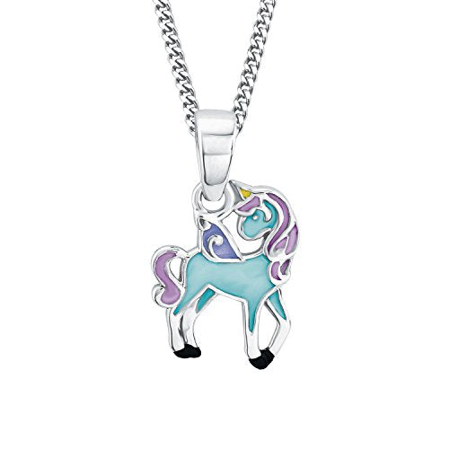 Princess Unicorn Childrens Necklace Tuqouise  925 Sterling Silve