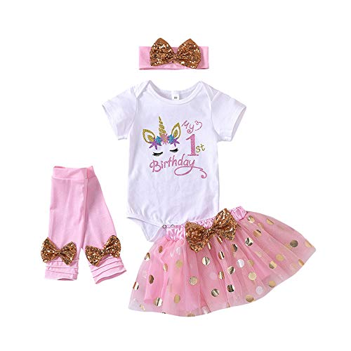 Cute Pink Unicorn Onesie Tutu 1st/ 2nd Birthday Outfit Dress | 4 Pieces