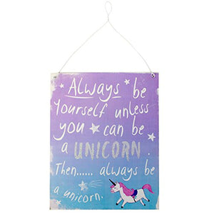 Vintage Be Yourself BE A UNICORN Glittery Unicorns Metal Wall Sign Plaque Gift