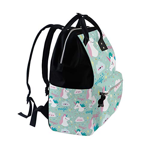 Mint Green Unicorn Changing Bag Ruck Sack Style 
